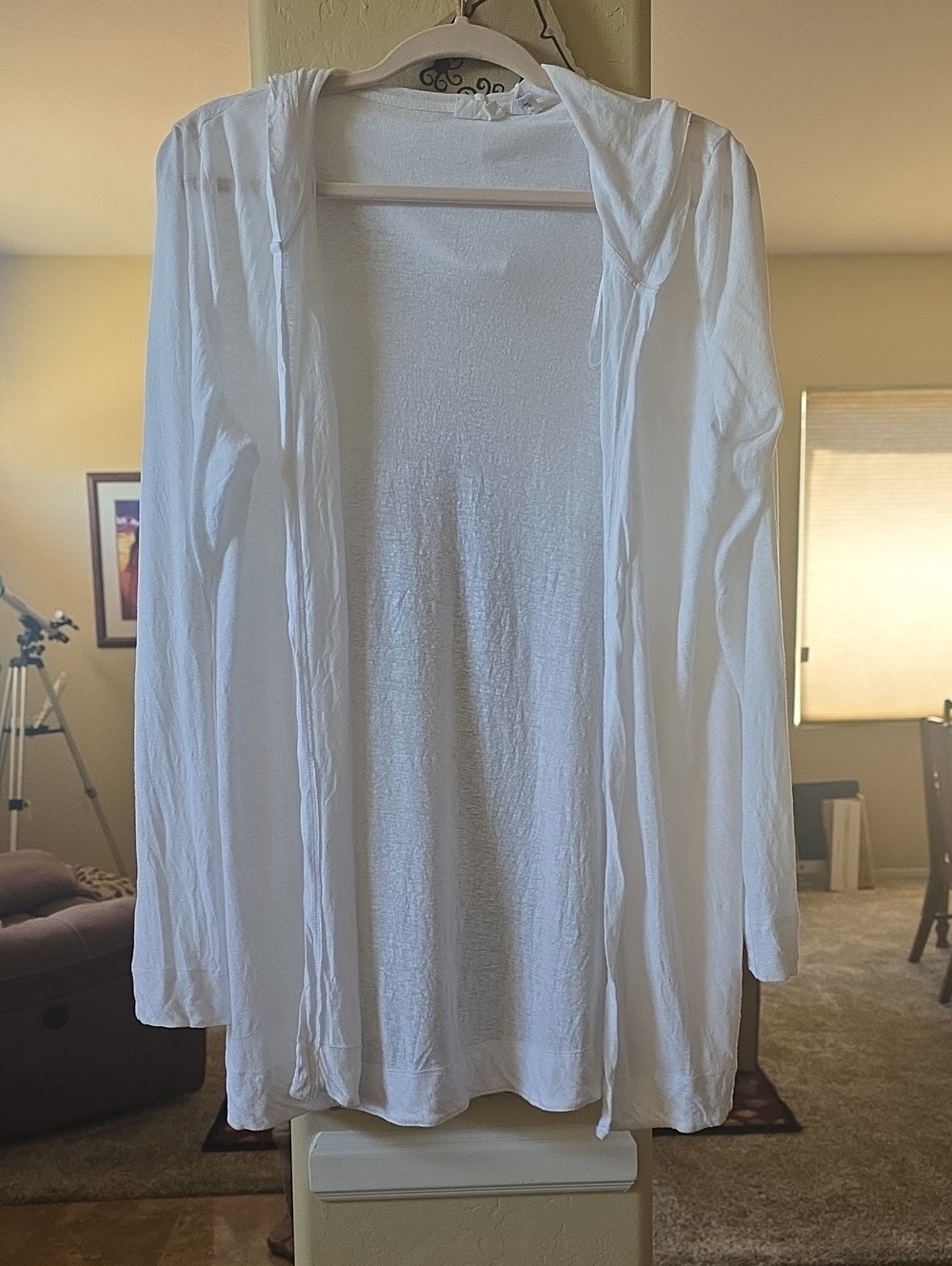 Sigrid Olsen White Hooded Lightweight Cardigan